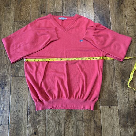 Southern Tide V-Neck Sweater Mens XL Coral Long Sleeve Pullover 100% Cotton - Picture 4 of 7